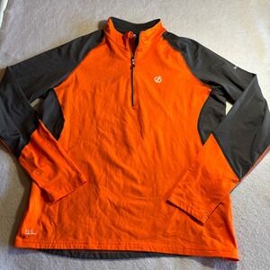 Dare 2B Mens XL ILUS Core Stretch 1/4 Zip Pullover Orange Charcoal Grey Active